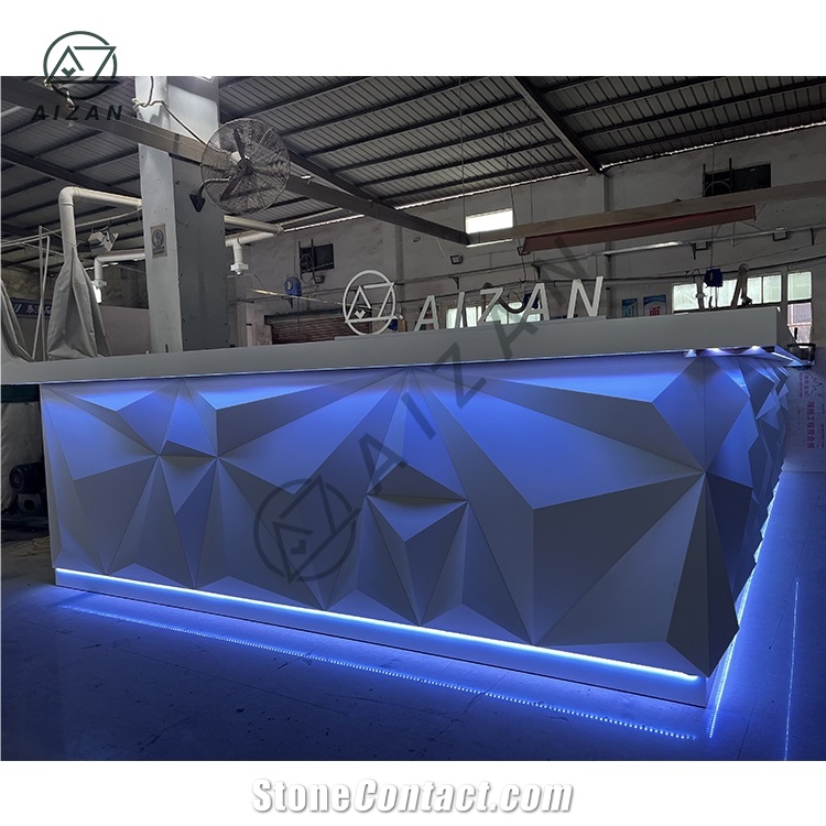 Artificial Marble Modern White Nightclub Bar Counter Custom