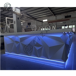 Artificial Marble Modern White Nightclub Bar Counter Custom