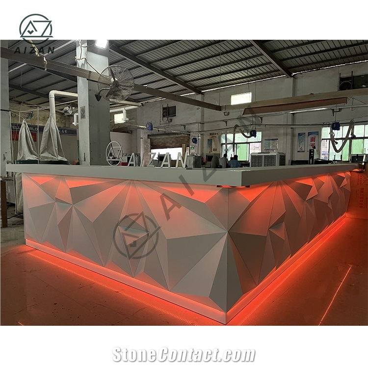 Artificial Marble Modern White Nightclub Bar Counter Custom