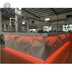 Artificial Marble Modern White Nightclub Bar Counter Custom