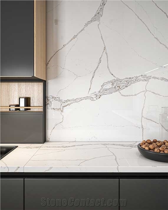 Calacatta Borghini Quartz Kitchen Countertop- BQ-149