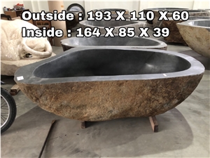 Free Standing River Stone Bathtub