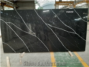 Big Vein Of Black Grey White Artificial Quartz