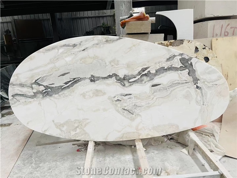 10 Seat Marble Noir Sahara Oval Restaurant Dining Table Tops