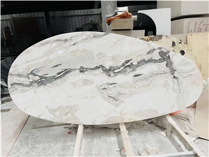 10 Seat Marble Noir Sahara Oval Restaurant Dining Table Tops