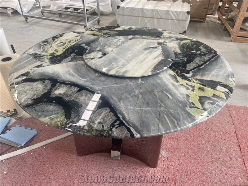 10 Seat Marble Noir Sahara Oval Restaurant Dining Table Tops