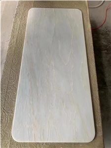 10-Seat Marble White Beauty Dining Table Top With Metal Base