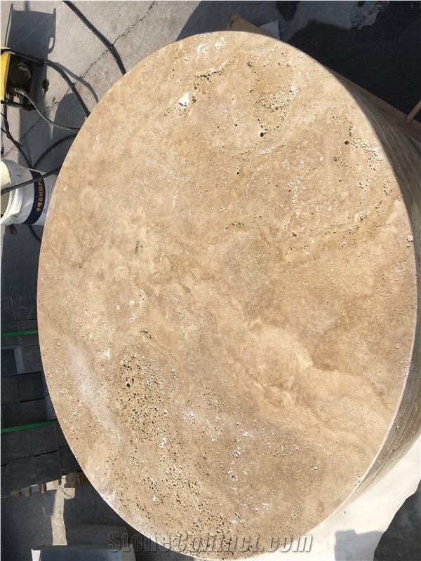 Beige Classic Travertine Plinth Coffee Table Stone Furniture