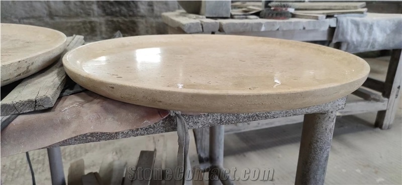 CNC Carving Stone Trays Italian Classic Travertine Plates