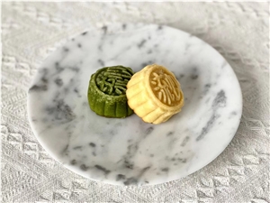 Marble Dessert Dishes CNC Carved Stone Kitchen Serving Plates