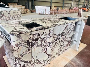 Prefab Marble Calacatta Viola Counters Stone Restaurant Tops