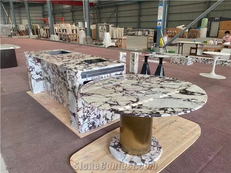 Prefab Marble Calacatta Viola Counters Stone Restaurant Tops