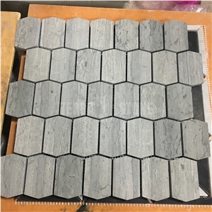 Blue Wood Vein Marble Mosaic Bathroom Floor Wall Tiles