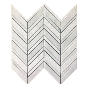 Carrara White Marble Chevron Backplash Textured Mosaic Carrara White Marble Chevron Backplash Textured Mosaic