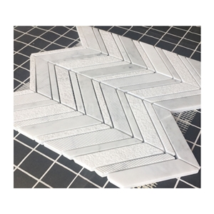 Carrara White Marble Chevron Backplash Textured Mosaic