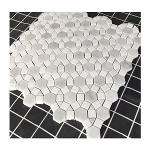 Football Pattern Carrara White And Thassos Marble Mosaic