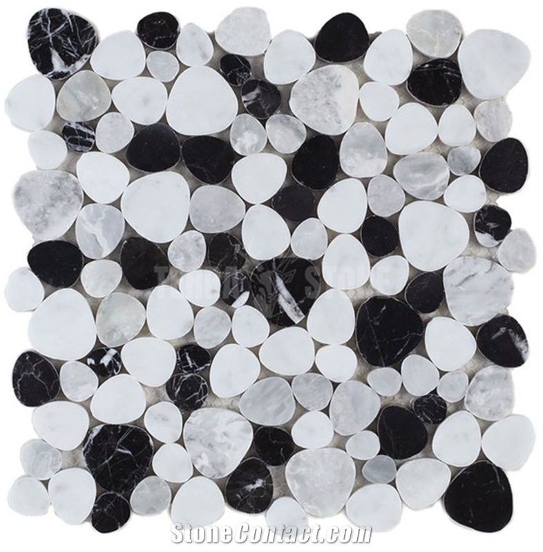Natural Pebble Mixed Marble Mosaic Tile Backsplash