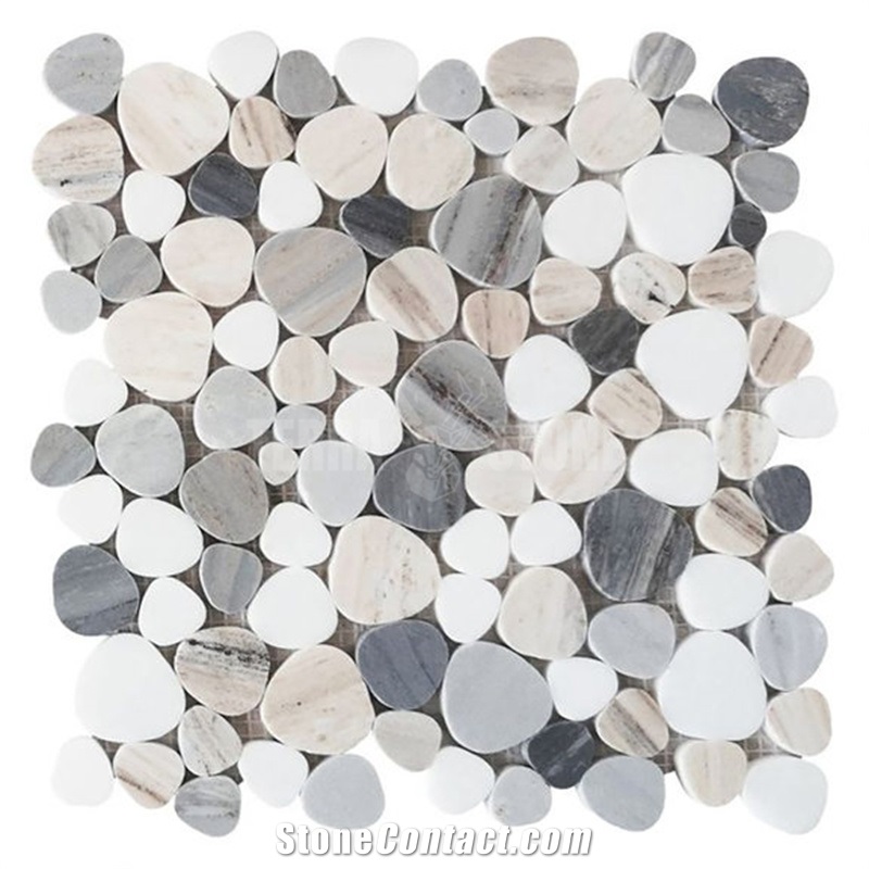 Natural Pebble Mixed Marble Mosaic Tile Backsplash