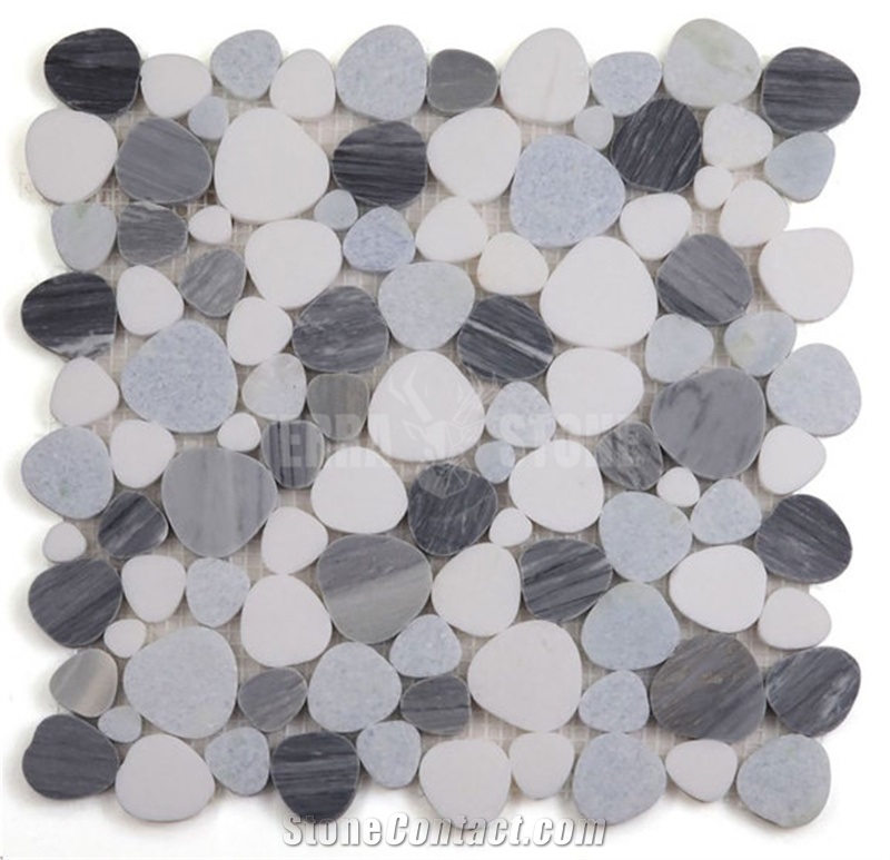 Natural Pebble Mixed Marble Mosaic Tile Backsplash