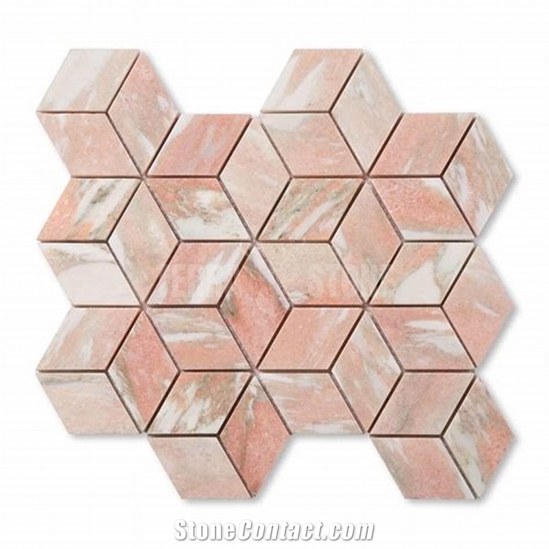 Norwegian Rose Mosaic Pink Marble Arch Pattern 254X304x10mm