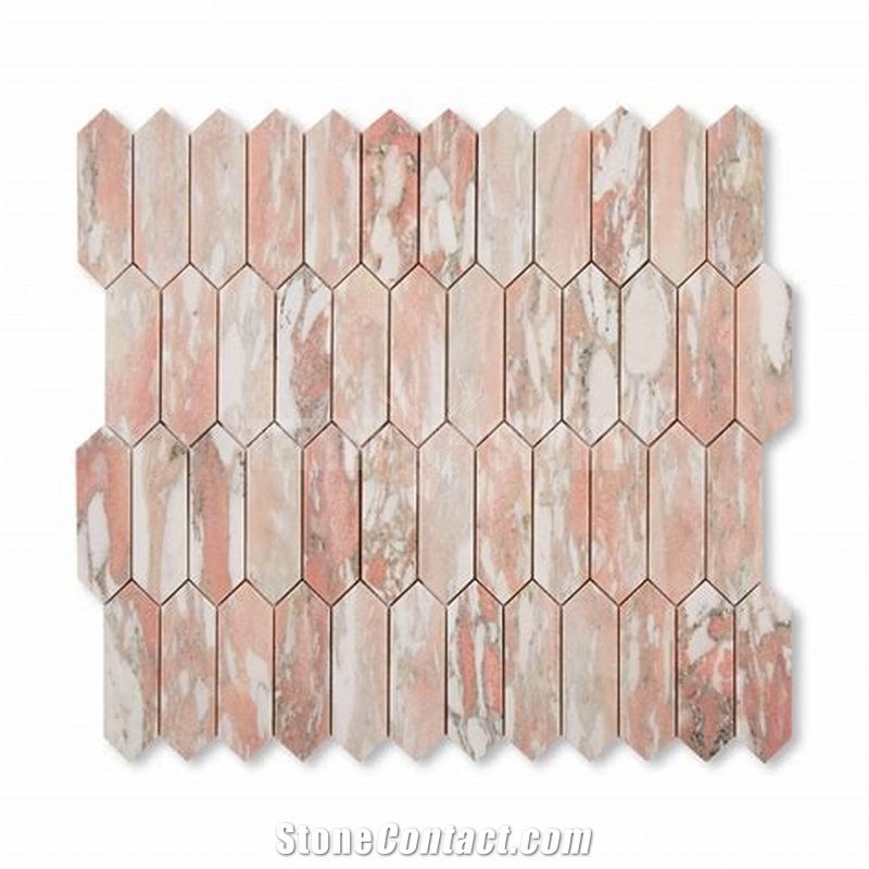 Norwegian Rose Mosaic Pink Marble Arch Pattern 254X304x10mm
