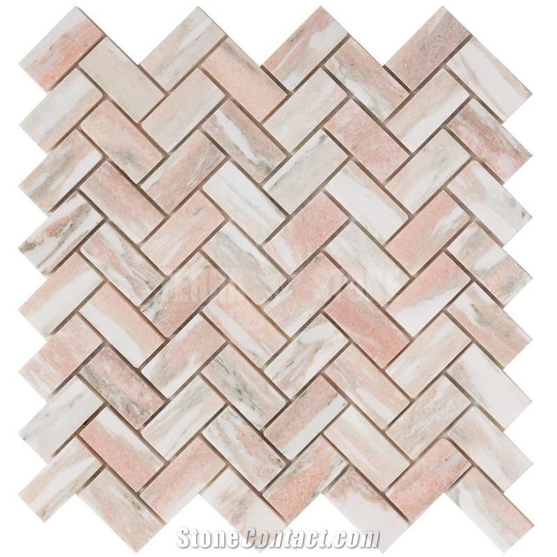 Norwegian Rose Mosaic Pink Marble Arch Pattern 254X304x10mm