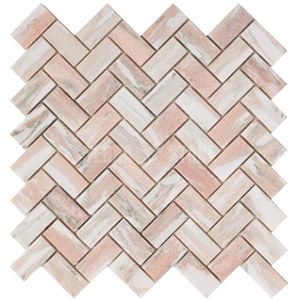 Norwegian Rose Mosaic Pink Marble Arch Pattern 254X304x10mm