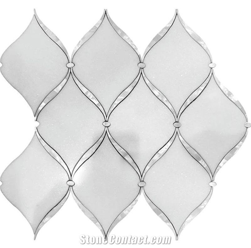 PEARL CHIC WHITE MARBLE MOTHER OF PEARL WATERJET MOSAIC TILE