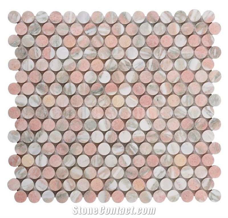 Picket Norwegian Rose Pink Marble Mosaic Tile 305X266x10mm