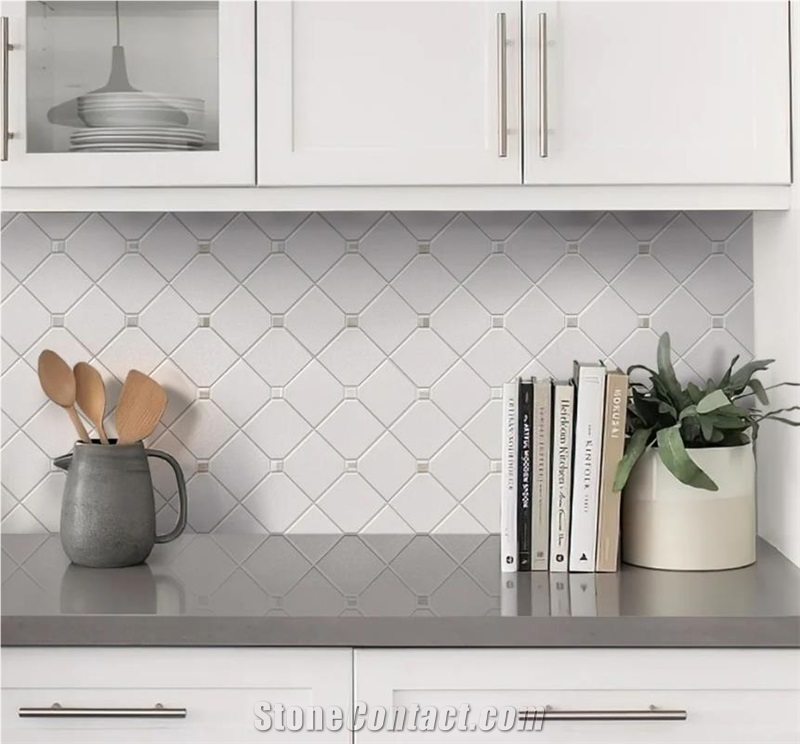 SQUARE RHOMBUS PEARL WHITE THASSOS SHELL TILE