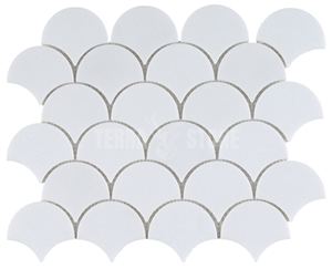 Thassos Crystal White Marble Mosaic Fish Scale Tiles