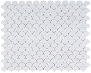 Thassos Crystal White Marble Mosaic Fish Scale Tiles