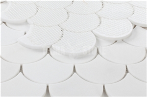 Thassos Crystal White Marble Mosaic Fish Scale Tiles