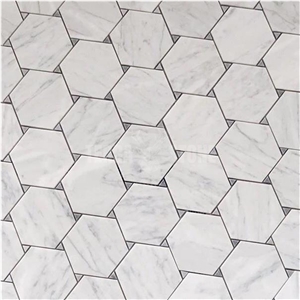 WHITE CARRARA HEXAGON Triangle MARBLE TILE