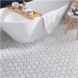 WHITE CARRARA HEXAGON Triangle MARBLE TILE