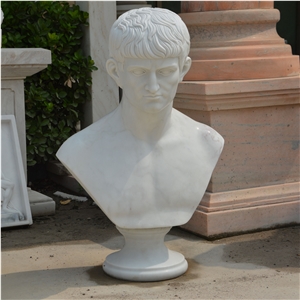 Custom Made Man Bust In White Marble For Interior Decoration
