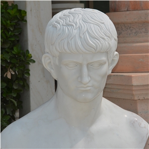 Custom Made Man Bust In White Marble For Interior Decoration