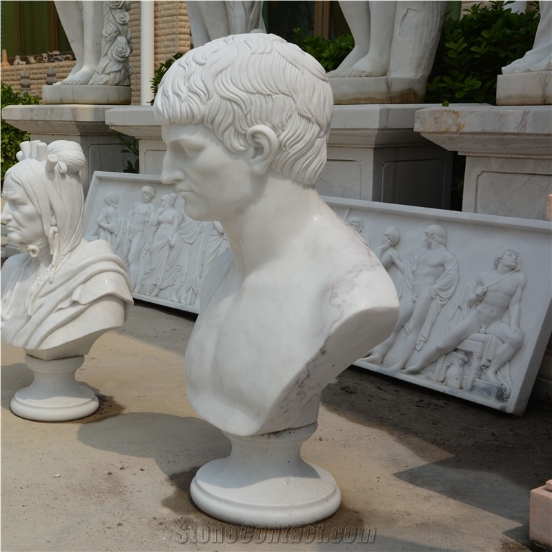 Custom Made Man Bust In White Marble For Interior Decoration