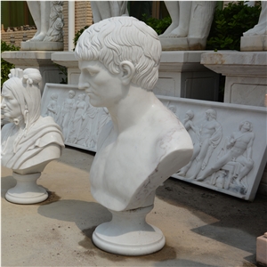 Custom Made Man Bust In White Marble For Interior Decoration