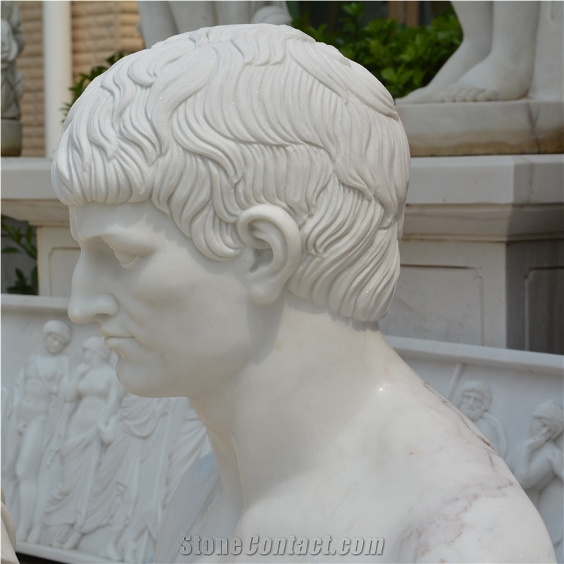 Custom Made Man Bust In White Marble For Interior Decoration
