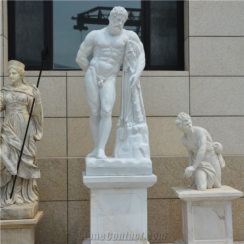 Custom Made Man Sculpture In White Marble Of Home Decoration