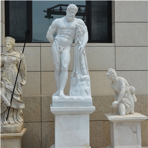 Custom Made Man Sculpture In White Marble Of Home Decoration