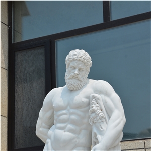 Custom Made Man Sculpture In White Marble Of Home Decoration