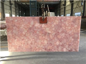 Backlit Pink Crystal Gemstone Slab Semiprecious Stone Slab