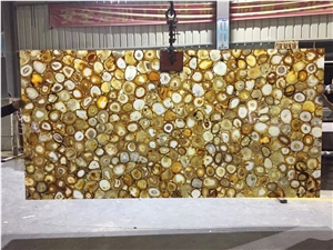 Backlit Yellow Agate Brown Agate Gemstone Semiprecious Stone