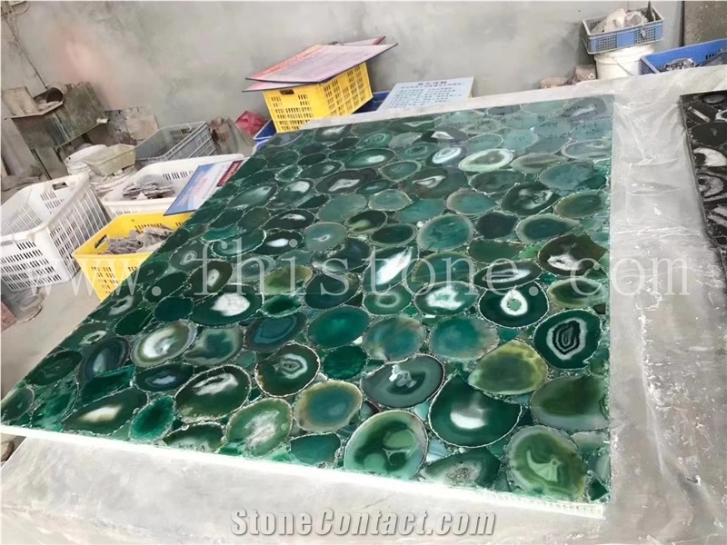 Green Agate Semiprecious Stone Slab