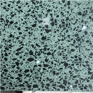 Green Terrazzo With Black Marble Chips Green Terrazzo With Black Marble Chips