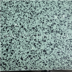 Green Terrazzo With Black Marble Chips