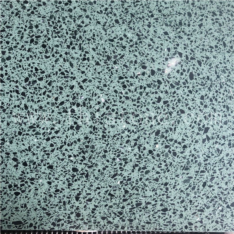 Green Terrazzo With Black Marble Chips