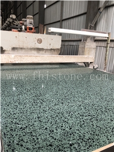 Green Terrazzo With Black Marble Chips